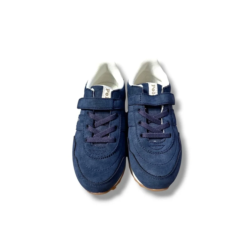 Polo Ralph Lauren Train 85 Sneaker Toddler 10 Navy Blue Suede‎ Hook & Loop NEW